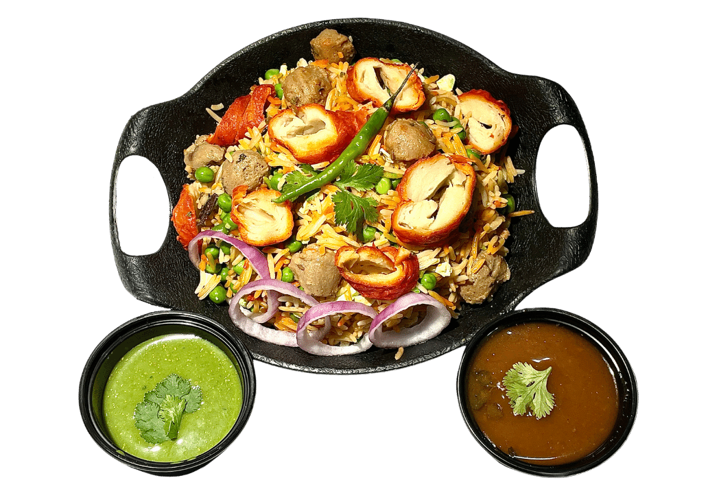 An image of Biryani Bowl with green chutney